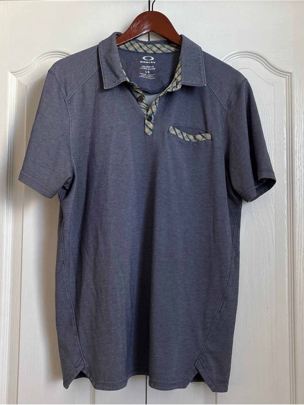 Oakley Men's Gray Short-Sleeve Polo Shirt Tailored fit large